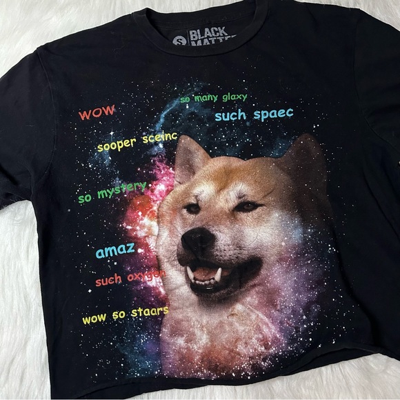 Black Matter Space Doge Graphic Meme Tee - Picture 2 of 5
